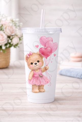 UV - RST Valentines Pink Girl Bear - With Balloons