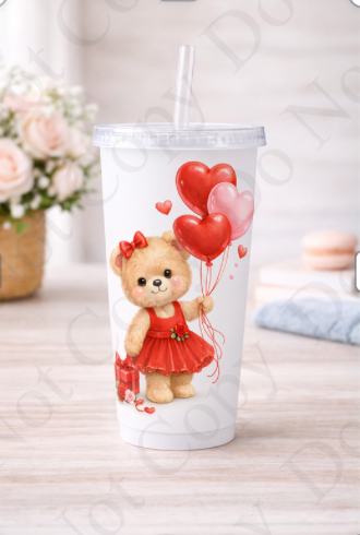 UV - RST Valentines Red Girl Bear - With Balloons