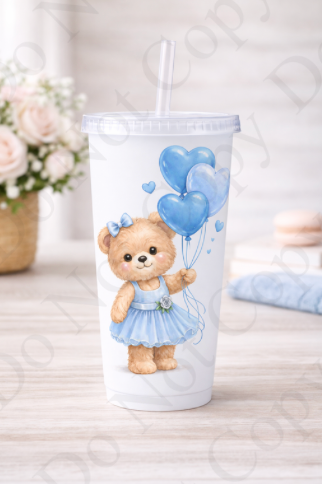 UV - RST Valentines Blue Girl Bear - With Balloons