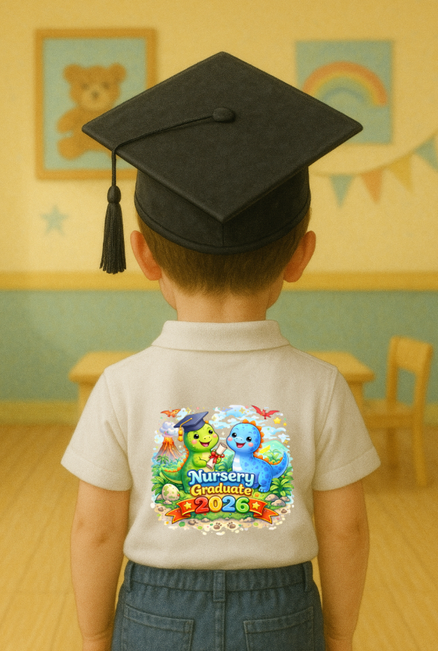 DTF Fabric - Nursery Graduation Dinos boys