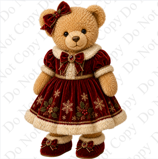 Digital Download - Girl Bear in Red Dress