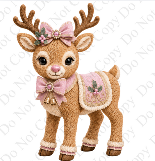 Digital Downloads - Pink Reindeer on all Four Feet