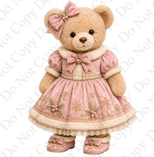 Digital Download _ Bear in Pink Dress