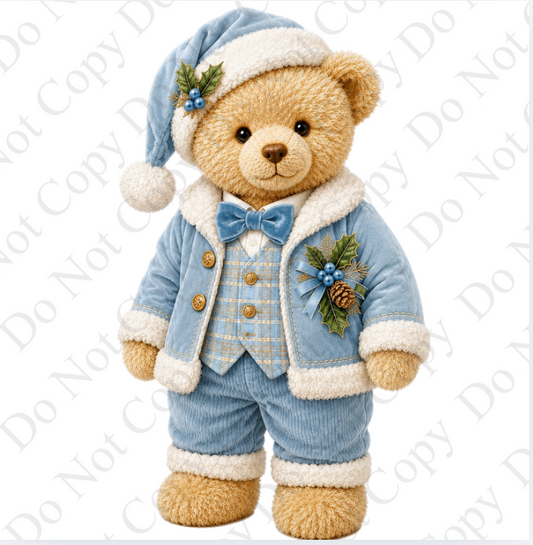 Digital Download - Blue Boy Bear with Hat
