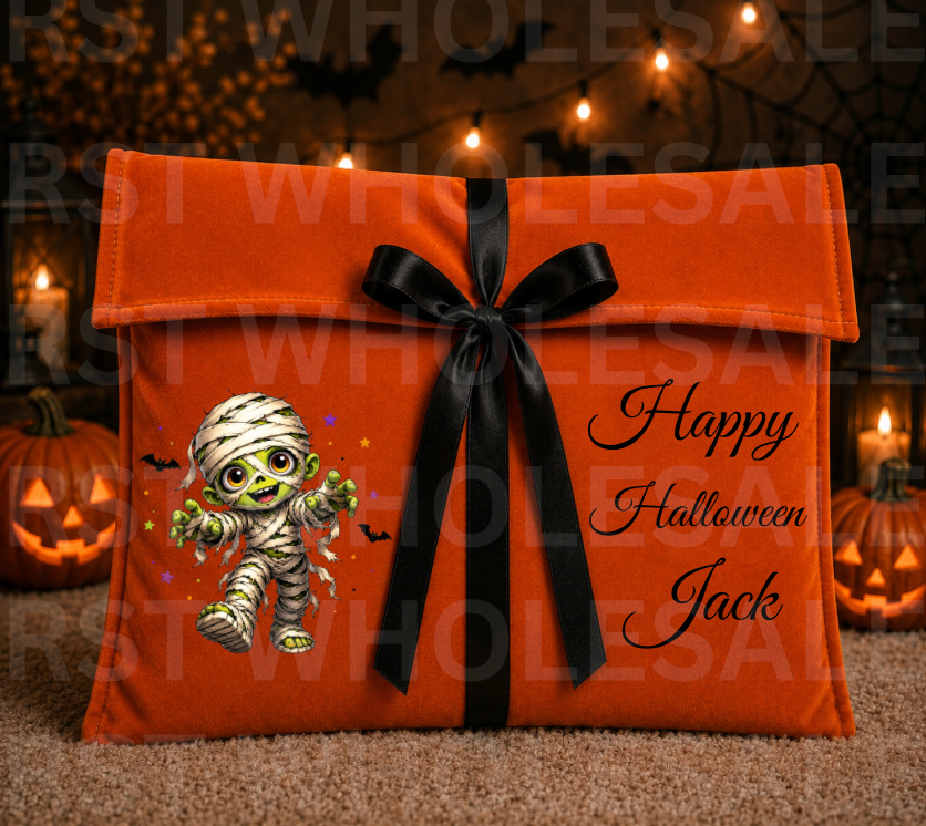 DTF Characters and Writing for Halloween Envelope Bags