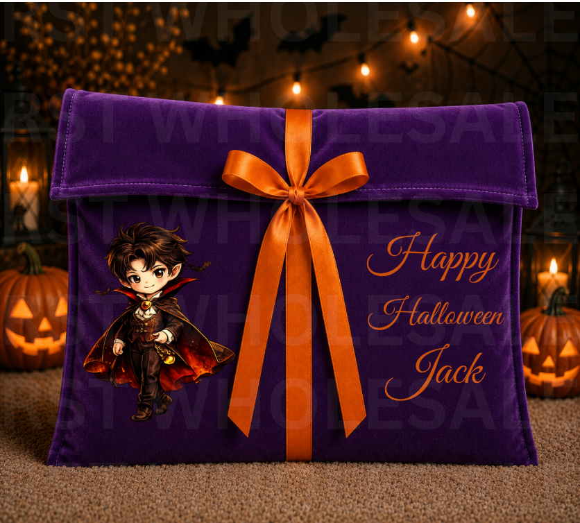 DTF Characters and Writing for Halloween Envelope Bags