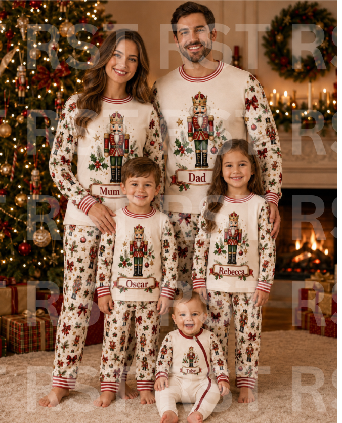 Christmas Nutcracker Family Pyjamas (with Custom Name on chest)  Pre-Order due end October