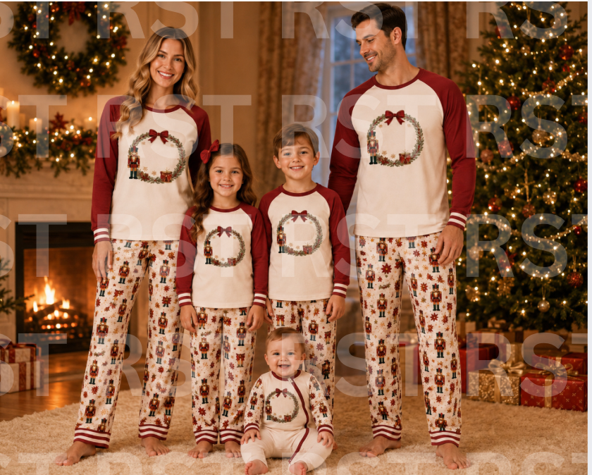 Christmas Nutcracker Wreath  Family Pyjamas (NO name on chest)  Pre-Order due end October