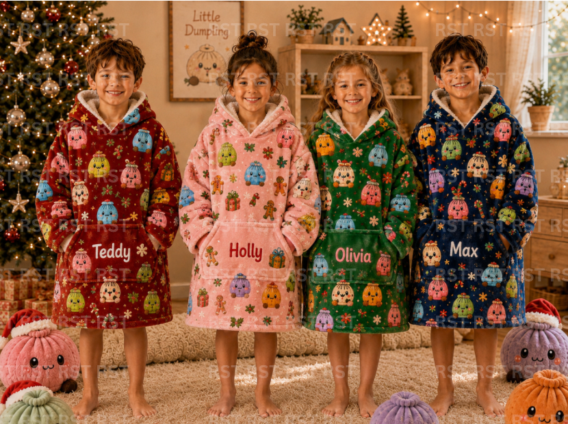 Christmas Dumplings Oversize Hoodie Double Sided Flannel Fabric (with Custom Name) Pre-Order Due October
