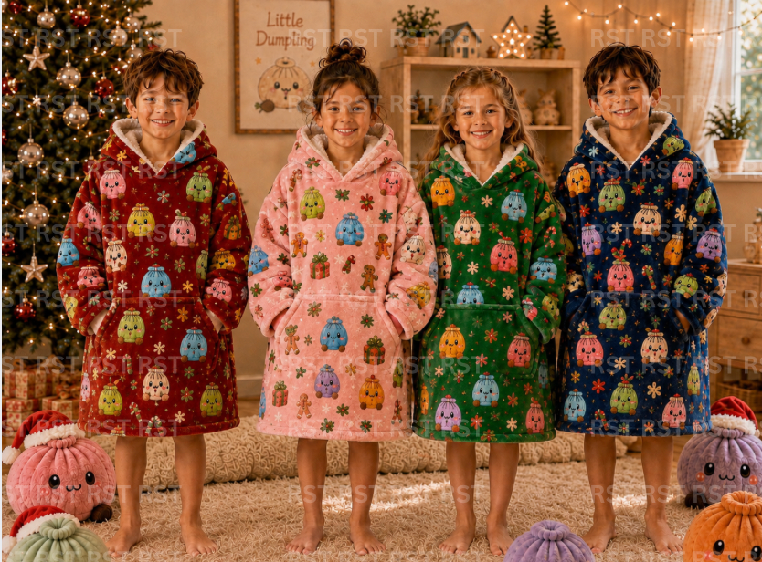 Christmas Dumplings Oversize Hoodie Double Sided Flannel Fabric (No Name on Chest) Pre-Order Due October
