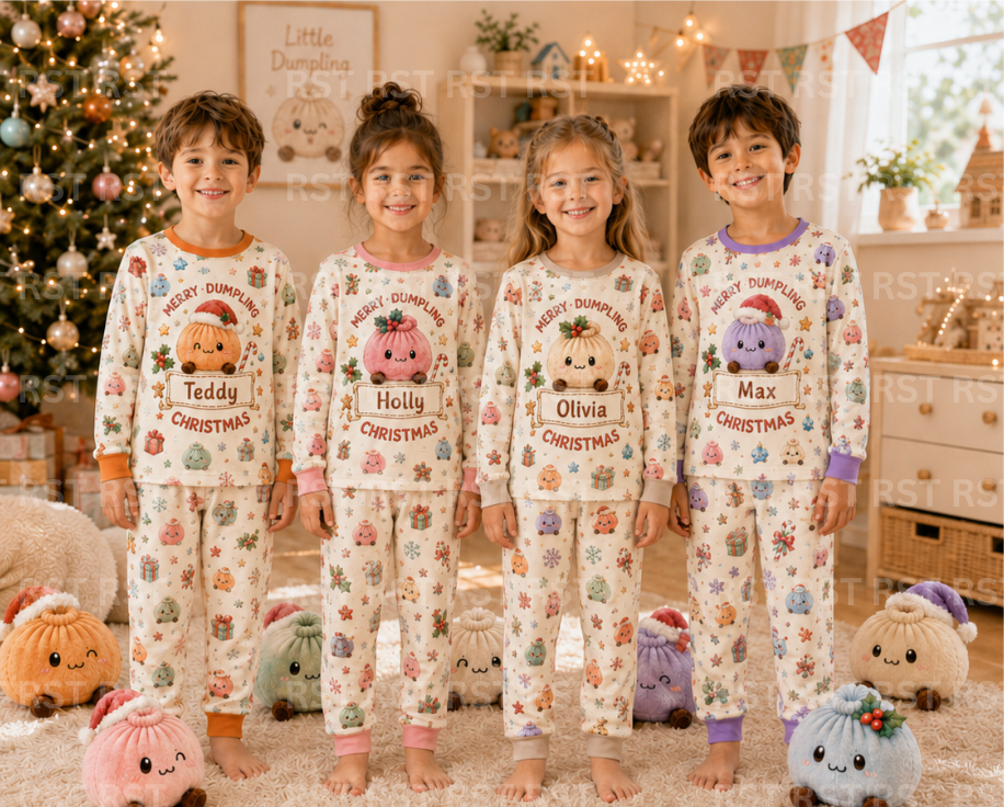 Pastel Christmas Dumpling Family Pyjamas (with Custom Name on chest)  Pre-Order due end October
