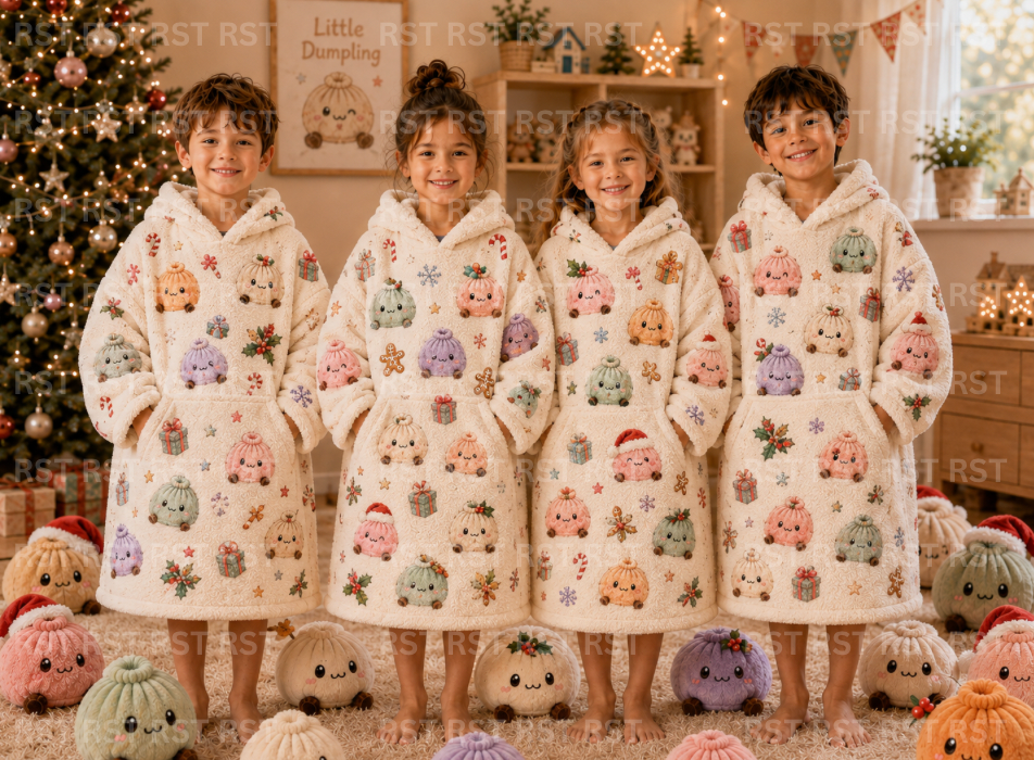 Pastel Christmas Dumplings Oversize Hoodie Double Sided Flannel Fabric (No Name on Chest) Pre-Order Due October