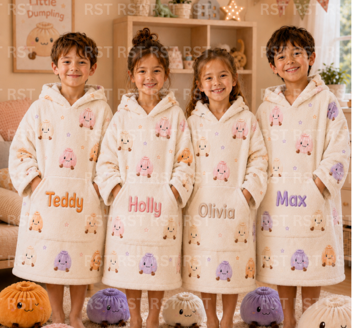 Pastel Dumplings Oversize Hoodie Double Sided Flannel Fabric (with Custom Name) Pre-Order Due October