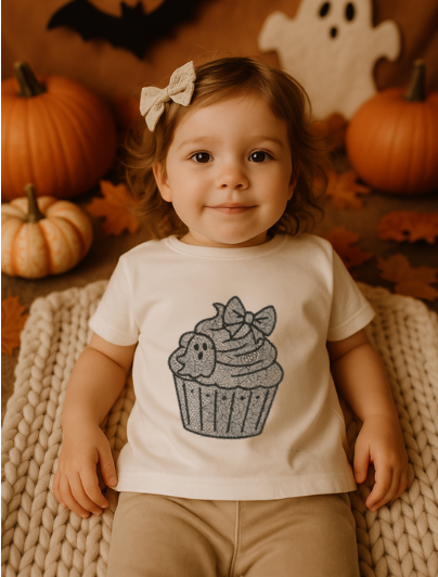 DTF Fabric - Lace Effect - Spooky Cupcake