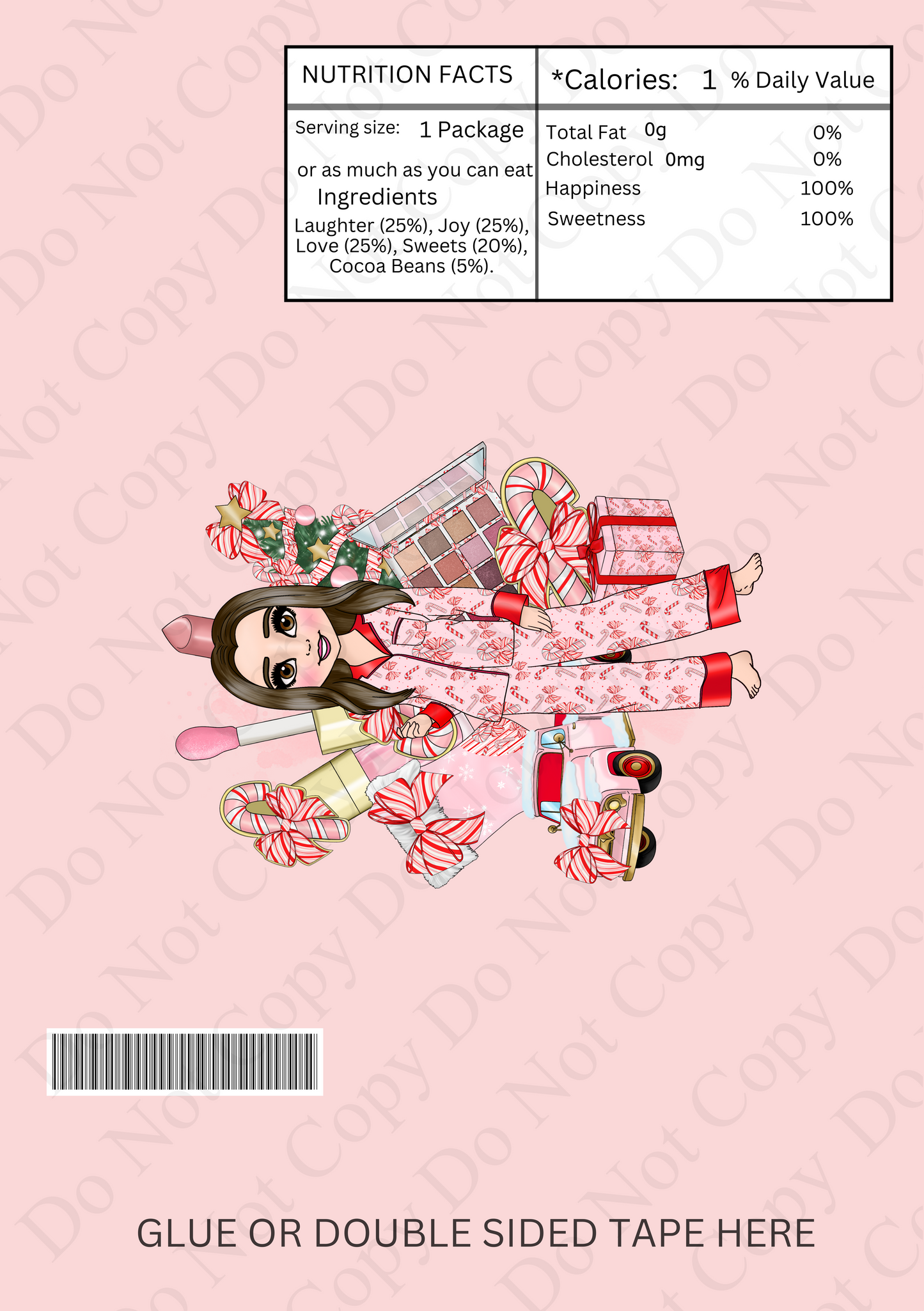 Chocolate Wrapper - Candy Cane Bows (Makeup background)