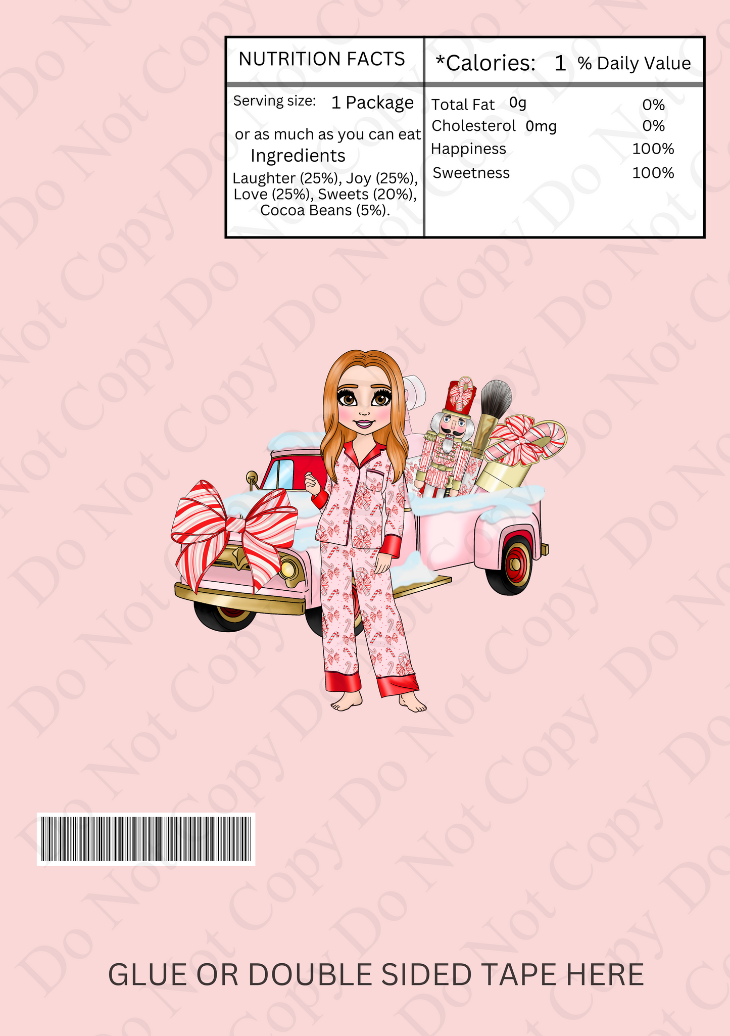 Chocolate Wrapper - Candy Cane Bows Dolly (Truck/Makeup background)