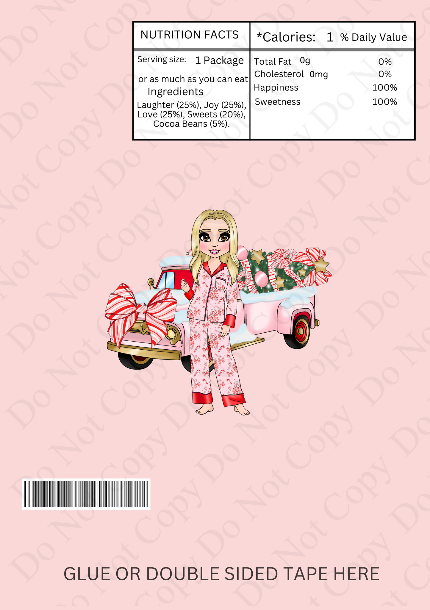 Chocolate Wrapper - Candy Cane Bows Dolly (Truck/Tree background)