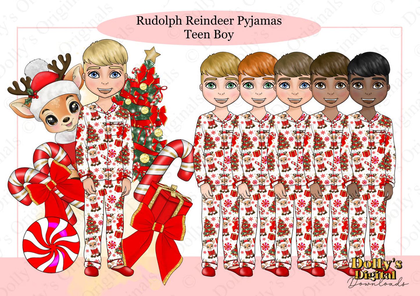 UV - Rudolph Reindeer Pyjamas Teen Boy Dolly